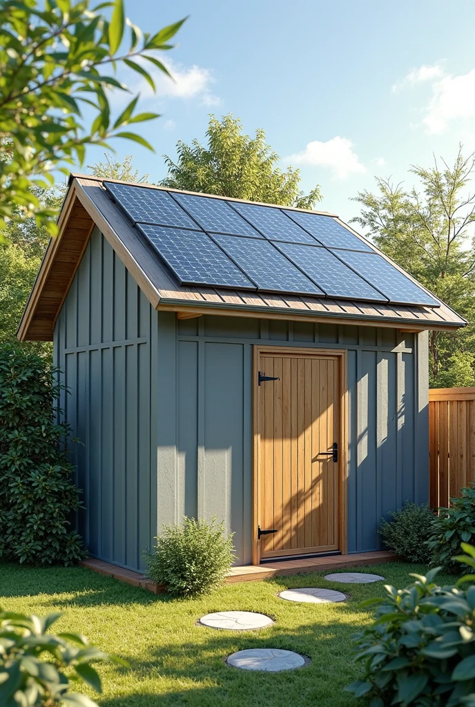 Panneaux solaires sur abri de jardin